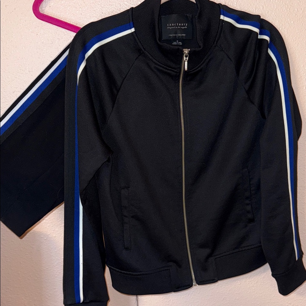 Sanctuary Black and Blue striped Jacket and Pant Set.
